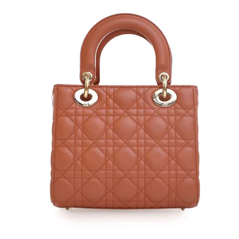 Dior Small Lambskin Cannage MyABCDior Lady Dior Orange Leather Good condition - Model View