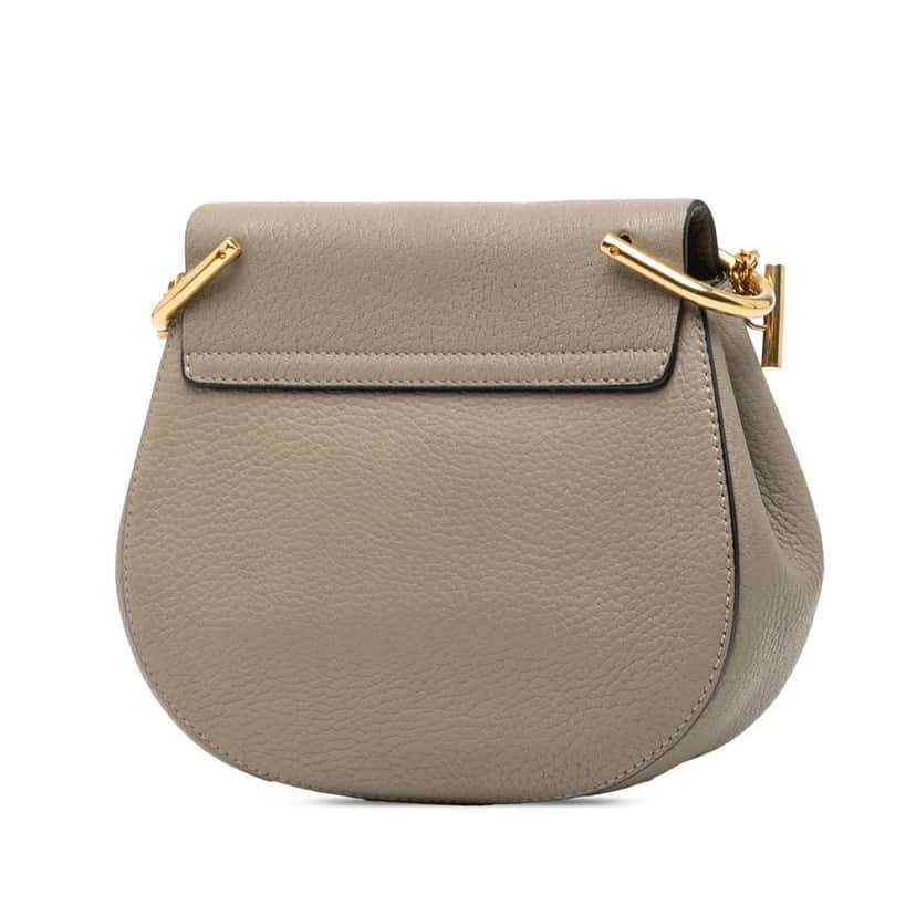 Chloé Mini Grained Lambskin Drew Crossbody Brown Leather Very good condition - Back View