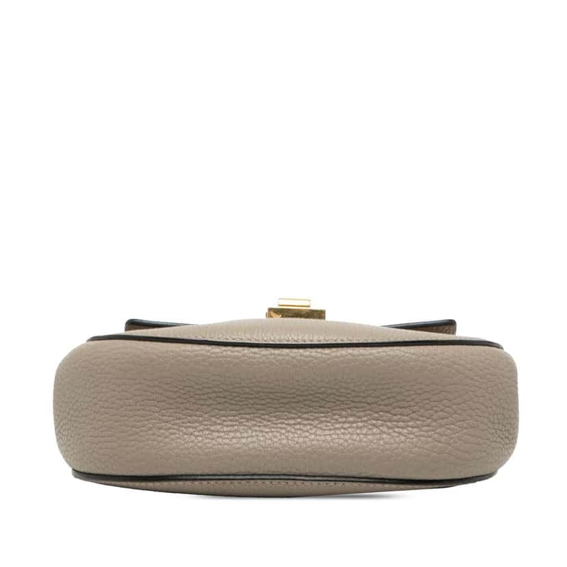 Chloé Mini Grained Lambskin Drew Crossbody Brown Leather Very good condition - Inside View