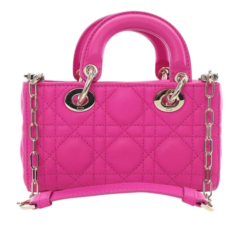 Dior Micro Lambskin Cannage Lady D Joy Pink Leather Good condition - Model View
