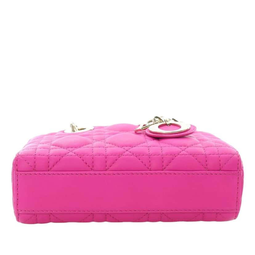 Dior Micro Lambskin Cannage Lady D Joy Pink Leather Good condition - Box View