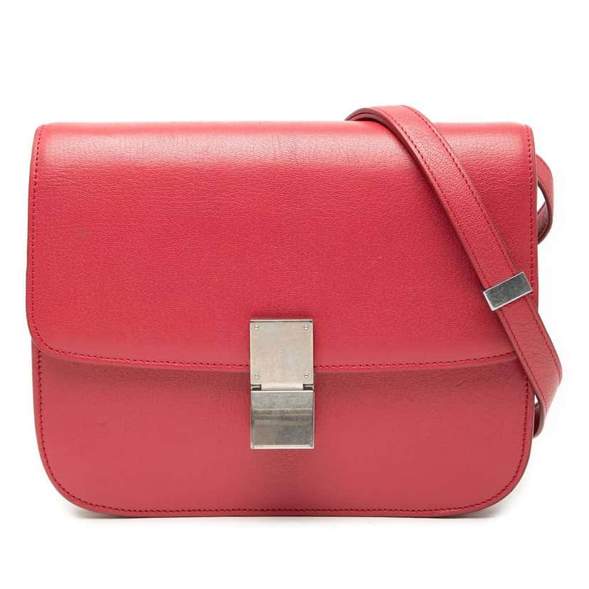 Celine Medium Calfskin Classic Box Red Leather Very good condition - Front View
