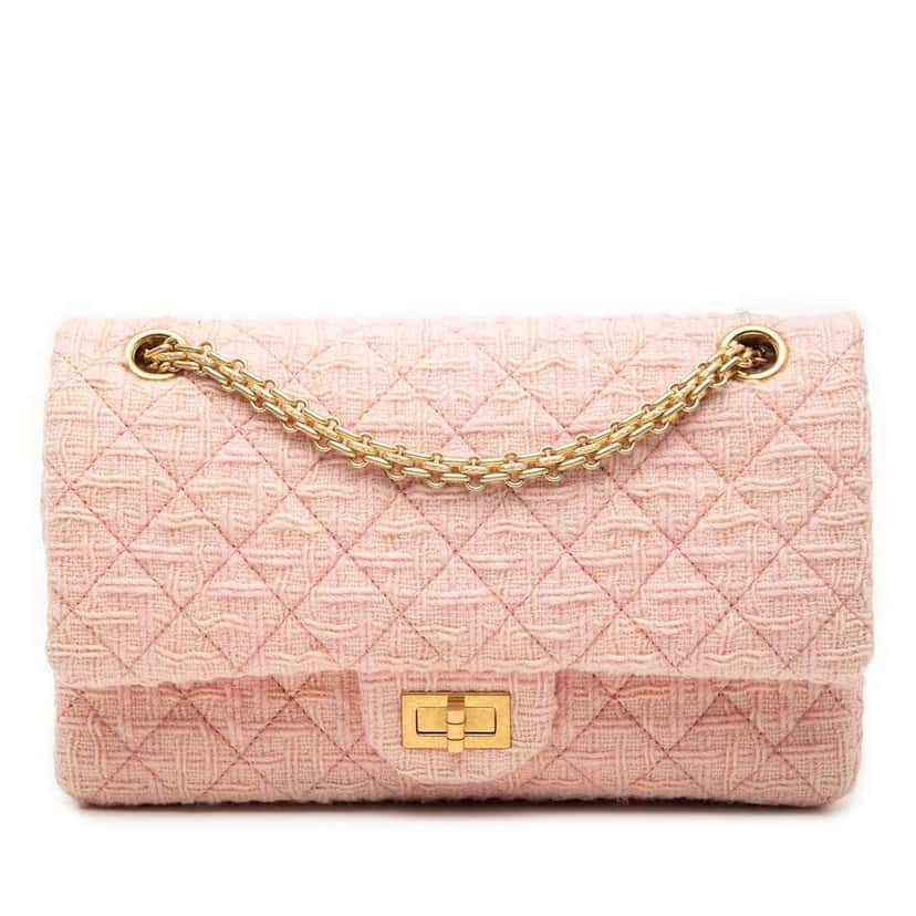 Chanel Reissue 2.55 Tweed Single Flap 225 Pink Tweed Good condition - Front View