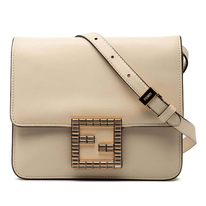 Fendi Leather Crystal Fab Crossbody Brown Leather Good condition - Front View