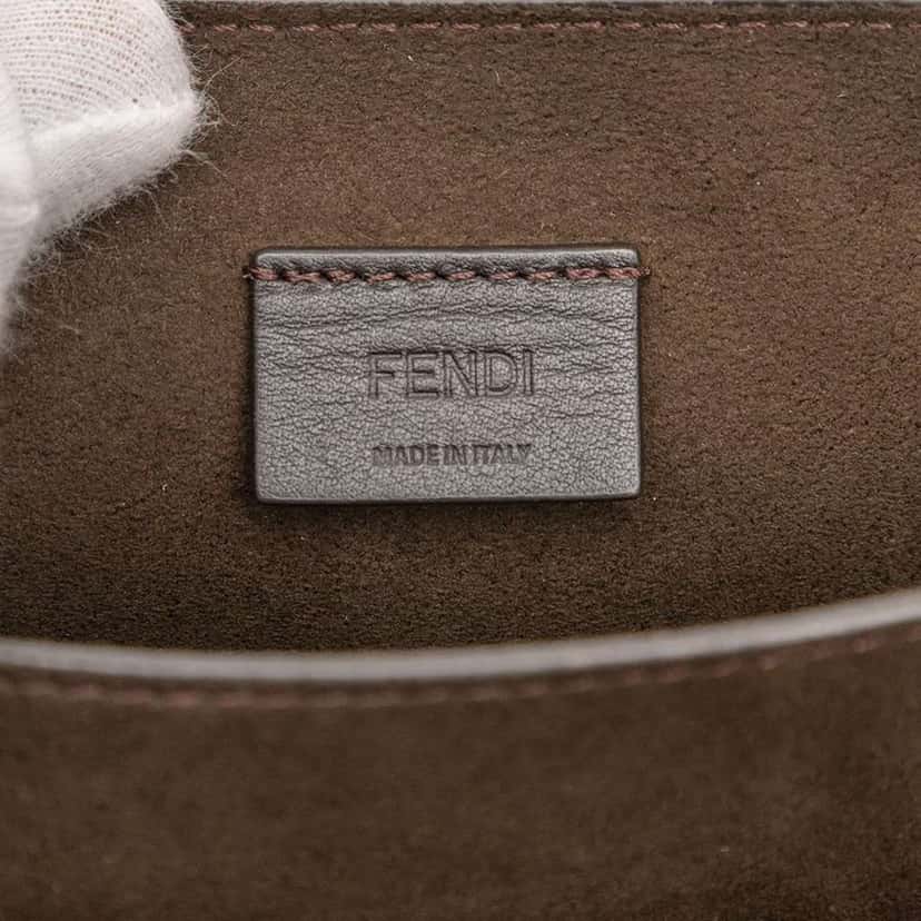 Fendi Leather Crystal Fab Crossbody Brown Leather Good condition - Box View