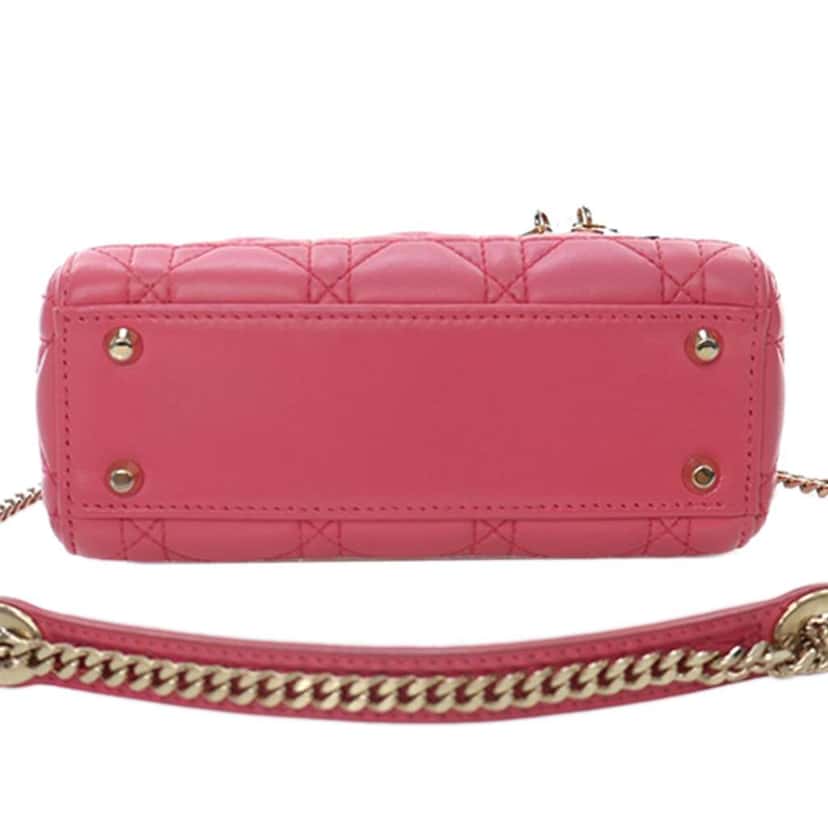 Dior Mini Lambskin Cannage Lady Dior Pink Leather Good condition - Box View