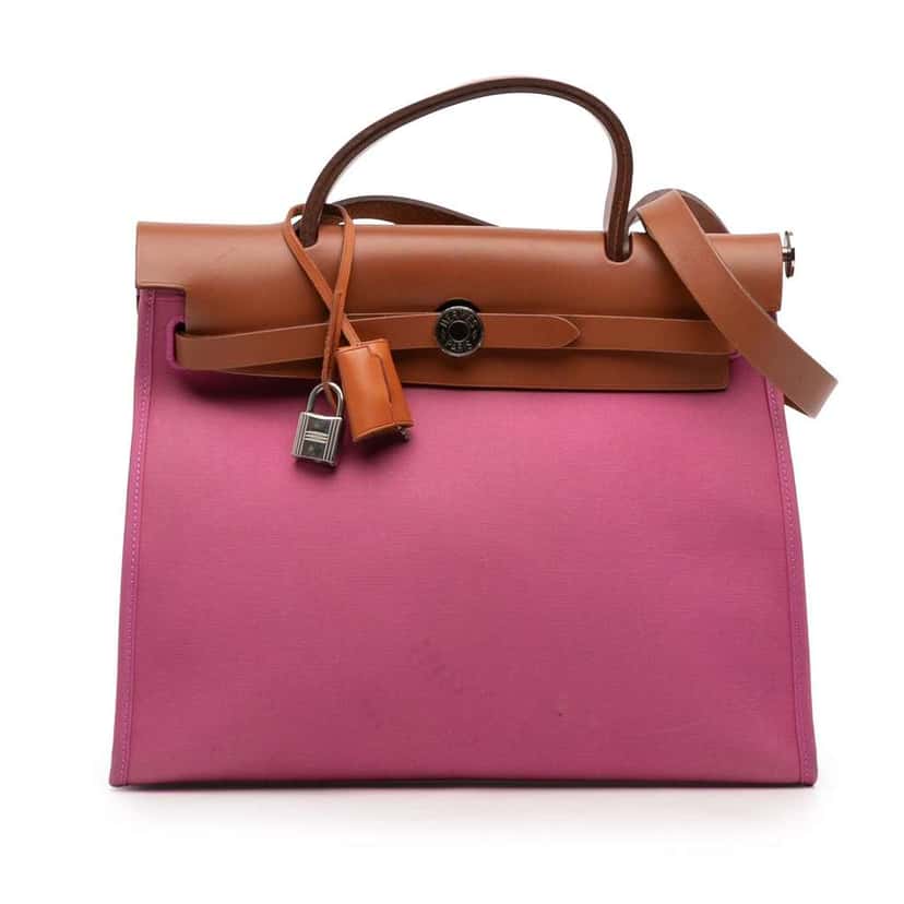 Hermès Toile Herbag Zip 31 Pink Canvas Good condition - Front View