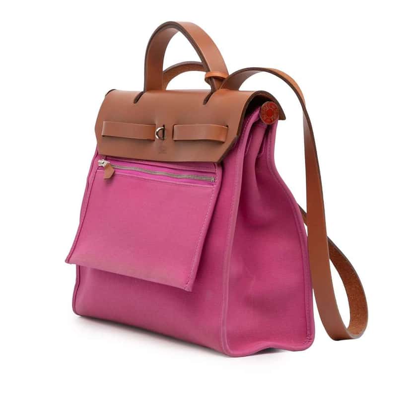 Hermès Toile Herbag Zip 31 Pink Canvas Good condition - Back View