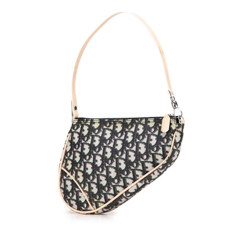 Dior Mini Diorissimo Coated Canvas Saddle Pochette Black Canvas Good condition - Back View