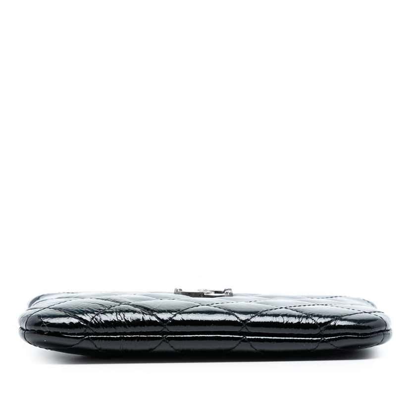 Chanel CC Quilted Patent Pouch Black Leather Good condition - Inside View