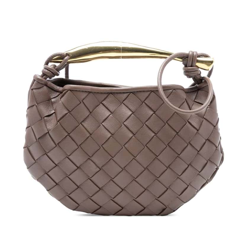 Bottega Veneta Baby Lambskin Intrecciato Sardine Bag Brown Leather Good condition - Front View