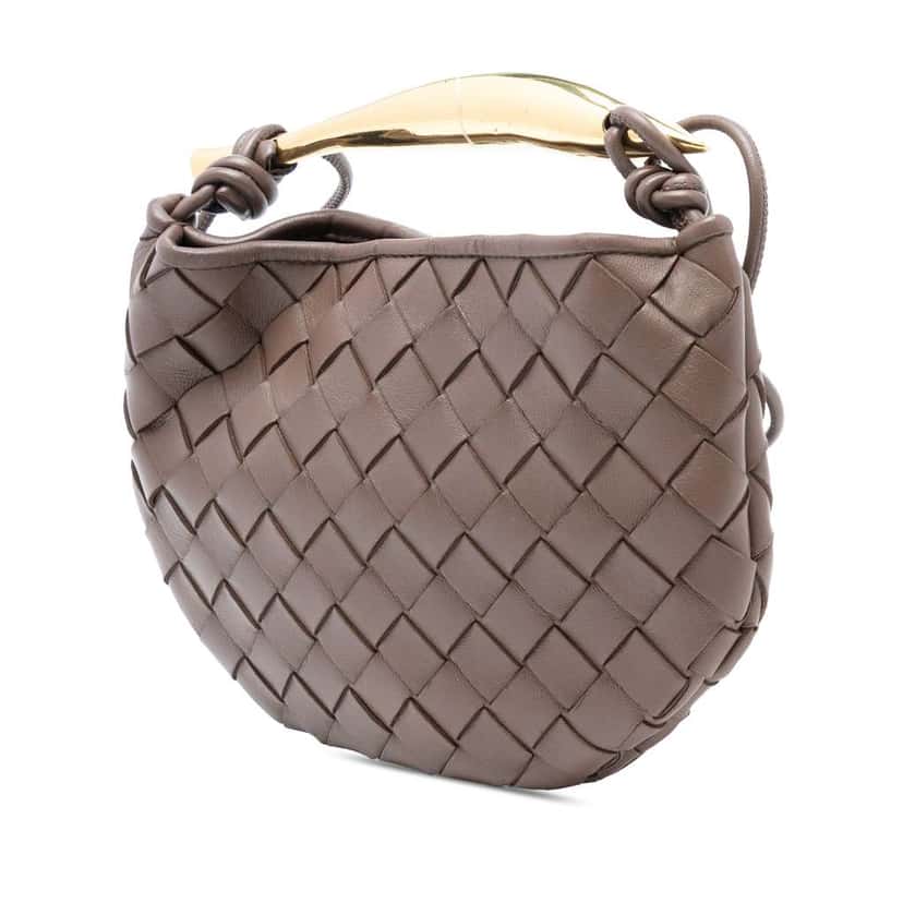Bottega Veneta Baby Lambskin Intrecciato Sardine Bag Brown Leather Good condition - Back View