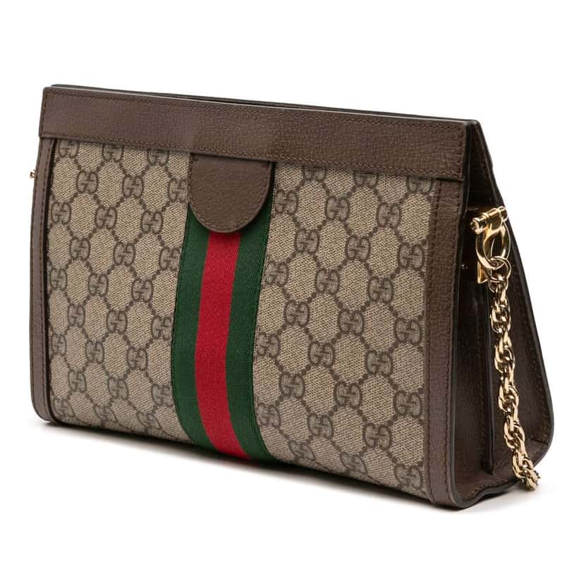 Gucci Small GG Supreme Web Ophidia Chain Crossbody Brown Canvas Good condition - Back View