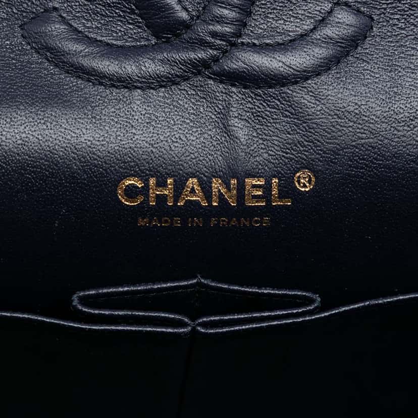 Chanel Medium Classic Caviar Double Flap Blue Leather Good condition - Box View