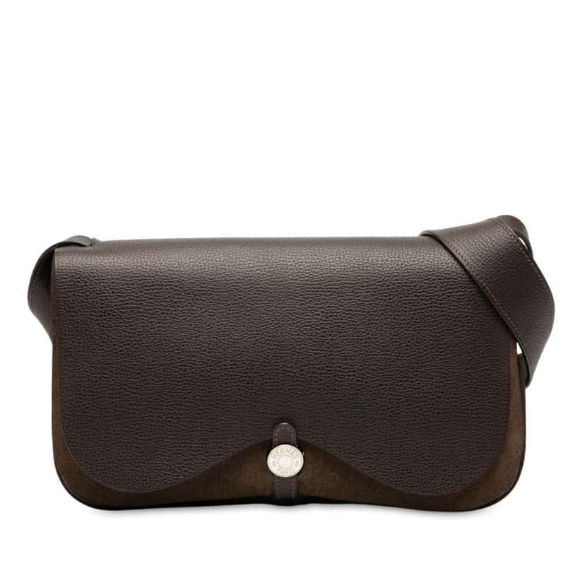 Hermès Vache Liege and Toile Sac Colorado PM Brown Leather Good condition - Front View