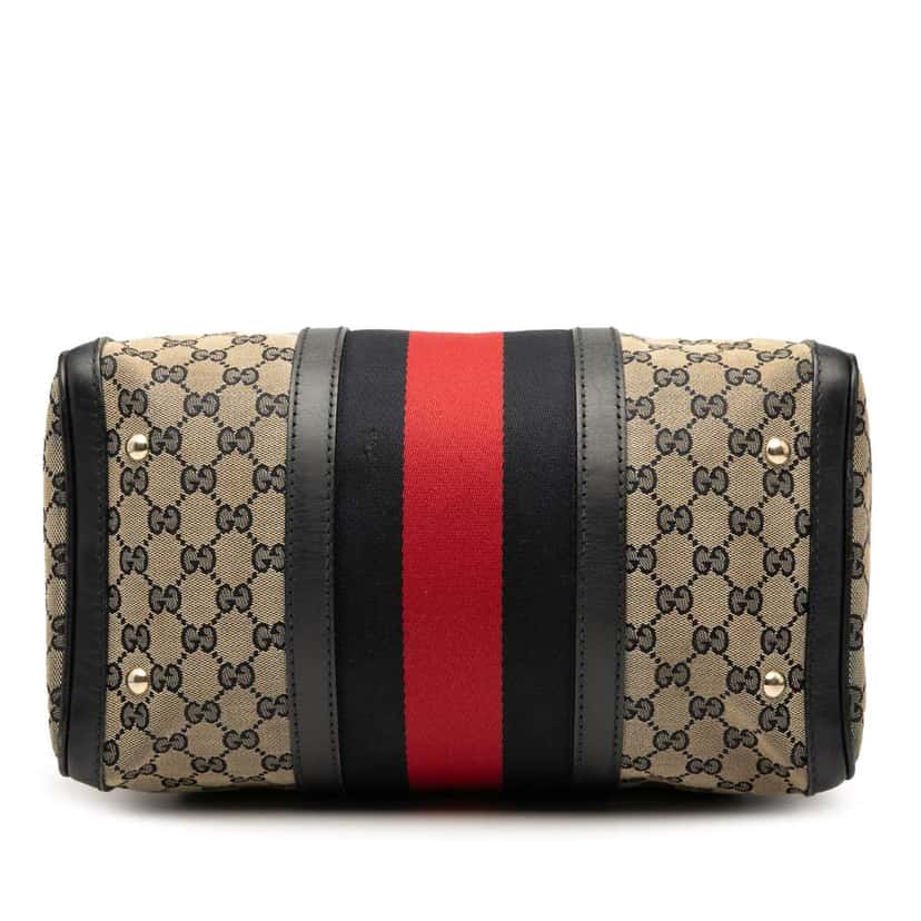 Gucci Medium GG Canvas Web Joy Boston Bag Brown Canvas Good condition - Inside View
