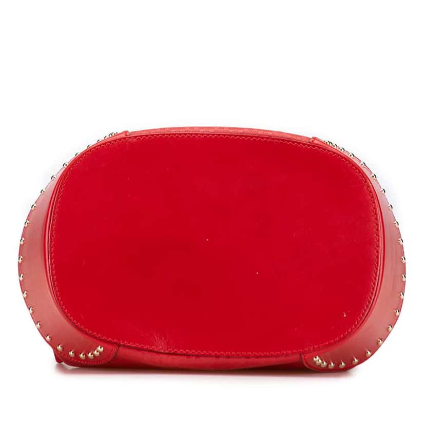 Gucci Medium Diamante Calfskin Studded Bright Bucket Bag Red Leather Good condition - Inside View