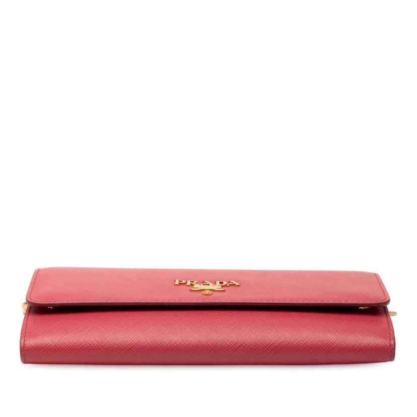 Prada Saffiano Wallet On Chain Pink Leather Good condition - Inside View