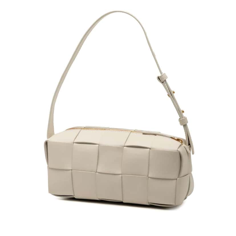 Bottega Veneta Small Nappa Intrecciato Brick Cassette White Leather Good condition - Back View
