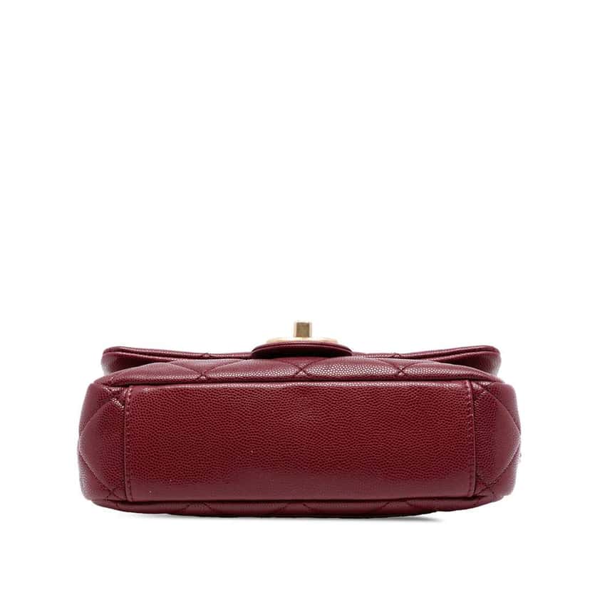 Chanel Mini Quilted Caviar Twist Your Buttons Flap Red Leather Good condition - Inside View