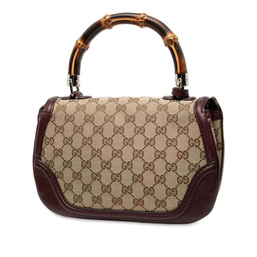 Gucci Medium GG Canvas New Bamboo Top Handle Bag Brown Canvas Good condition - Back View