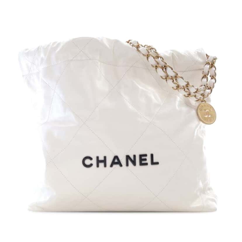 Chanel Small Goatskin 22 Handbag White Leather Very good condition - Front View