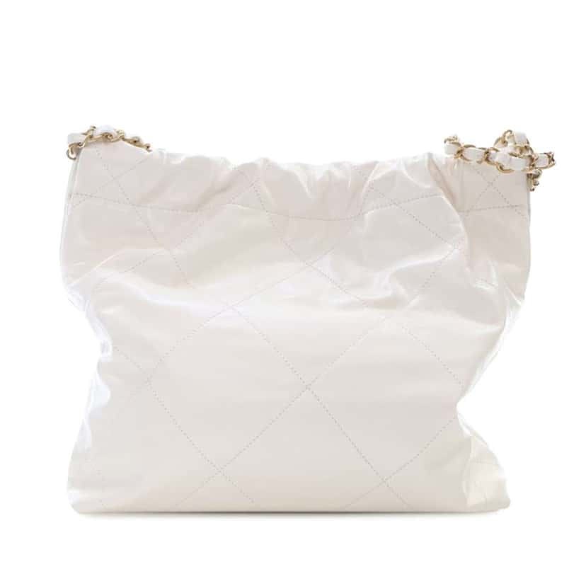Chanel Small Goatskin 22 Handbag White Leather Very good condition - Back View