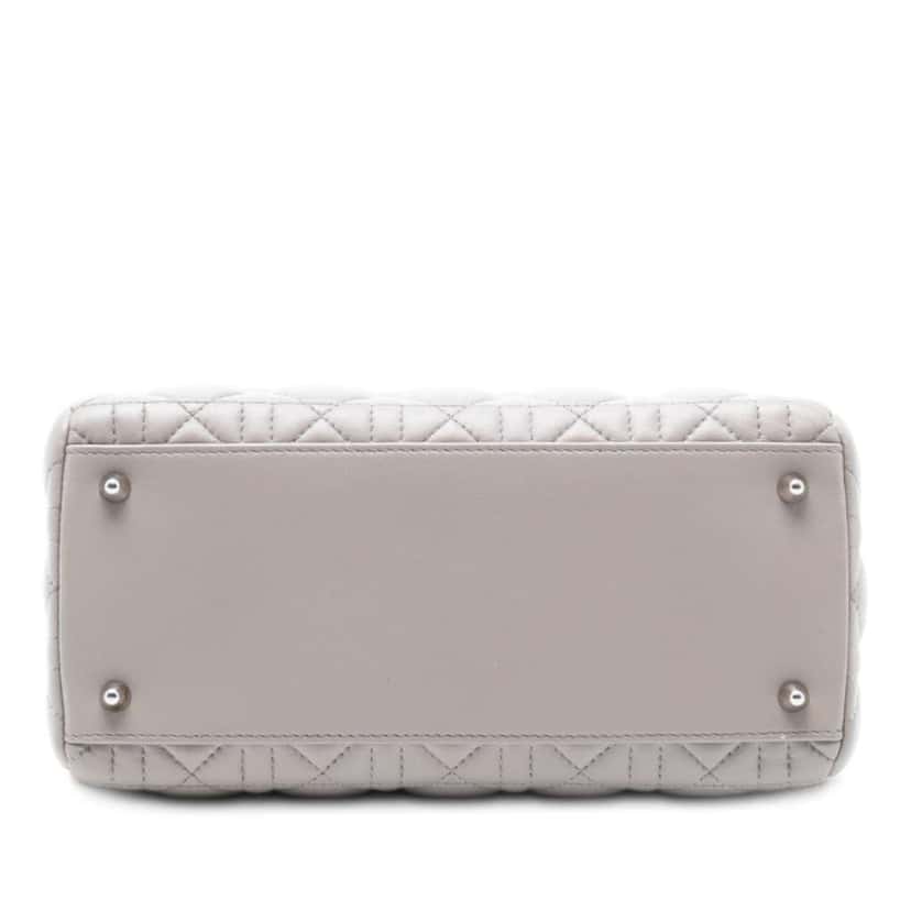 Dior Medium Lambskin Cannage Ruffle Lady Dior Grey Leather Very good condition - Inside View