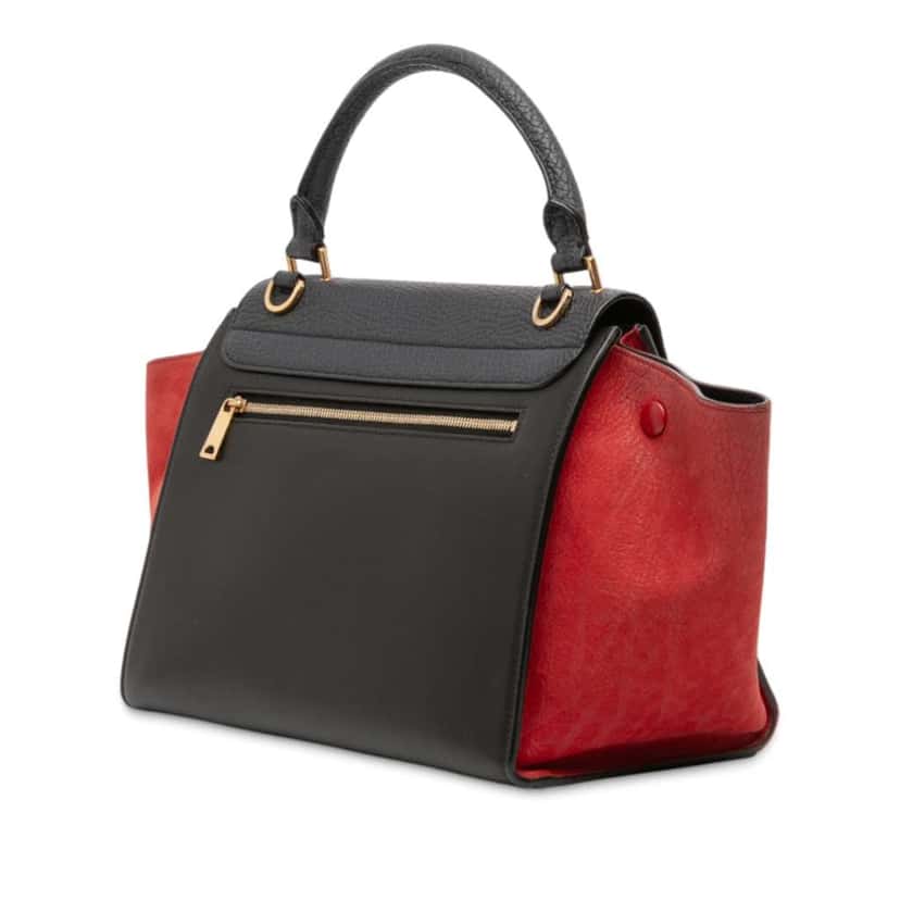 Celine Small Tricolor Leather Trapeze Satchel Black Leather Good condition - Back View