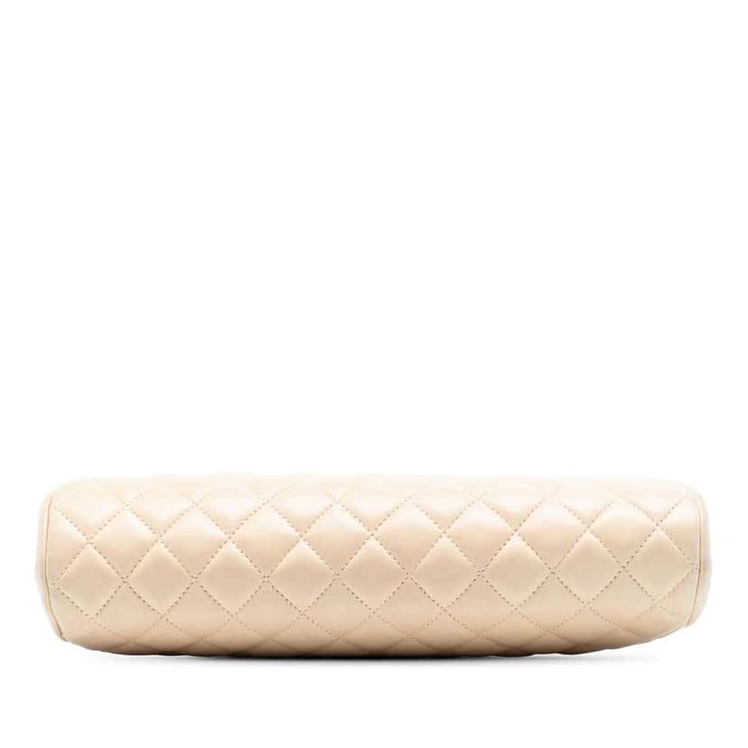 Chanel Quilted Lambskin Timeless Kisslock Clutch Brown Leather Good condition - Inside View