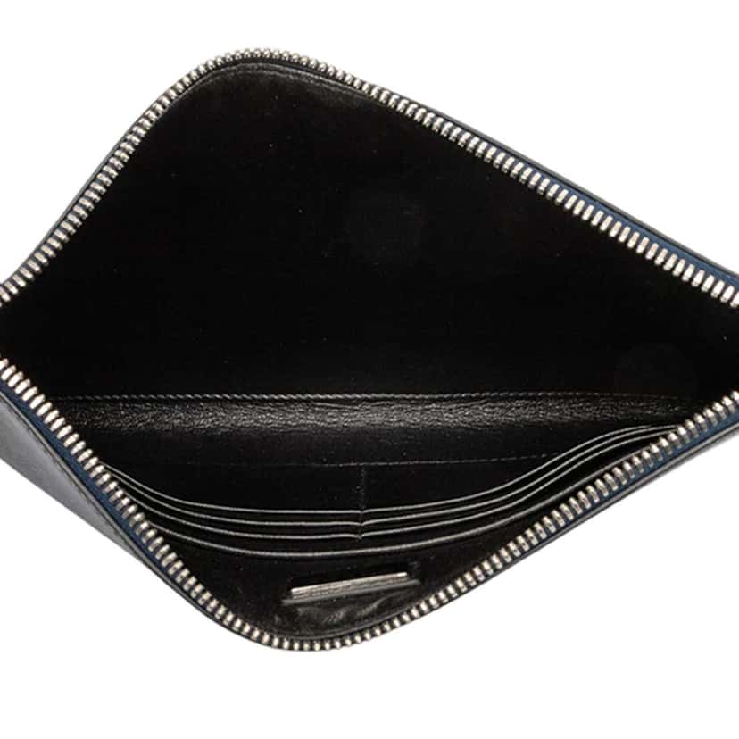 Prada Saffiano Seagull Print Clutch Blue Leather Good condition - Model View