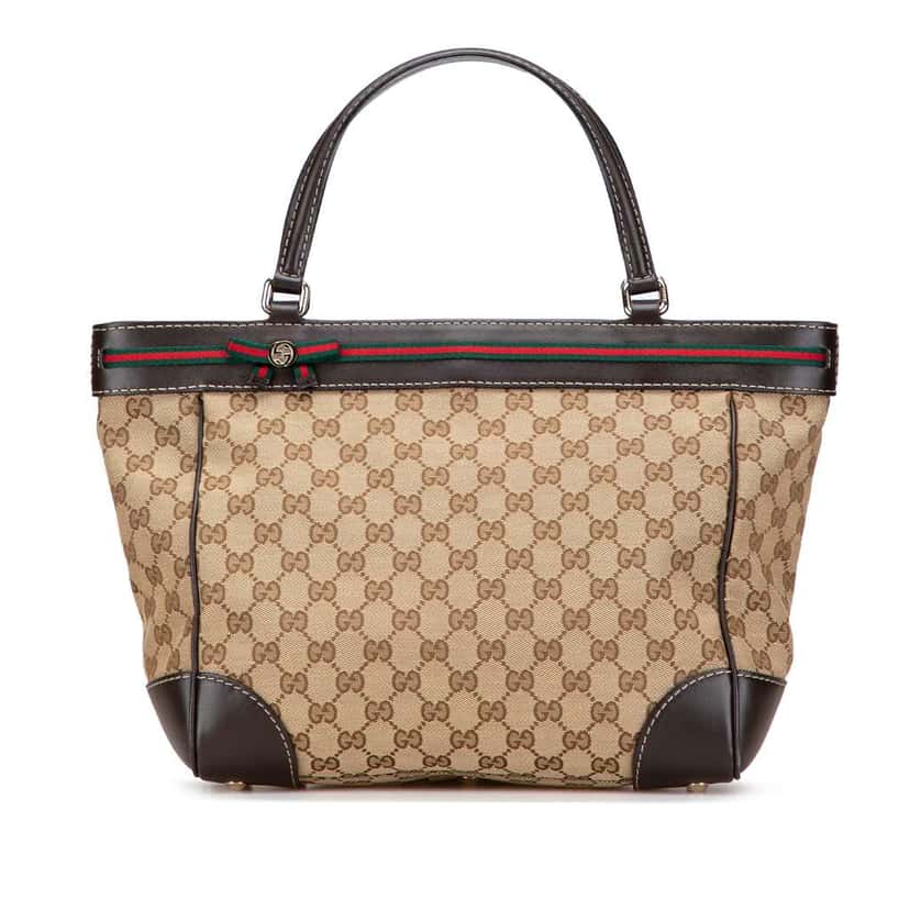 Gucci GG Canvas Web Mayfair Tote Brown Canvas Good condition - Front View