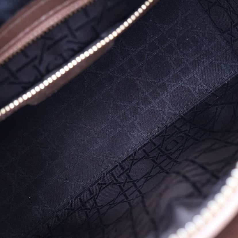 Dior Medium Lambskin Cannage Lady Dior Brown Leather Good condition - Box View