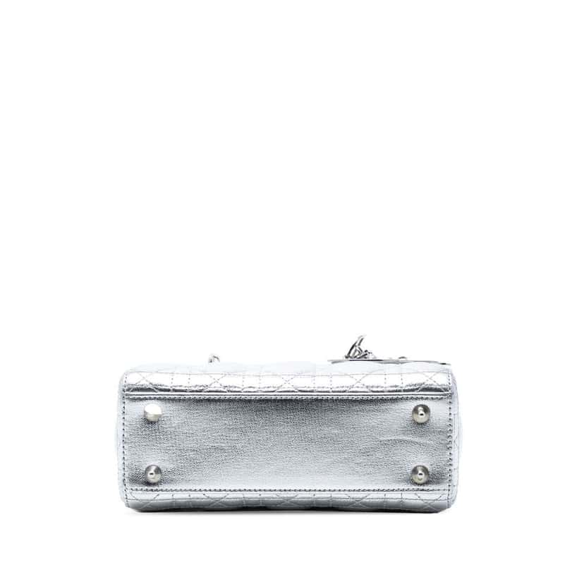 Dior Small Metallic Grained Calfskin Cannage My ABCDior Lady Dior Silver Leather Good condition - Inside View