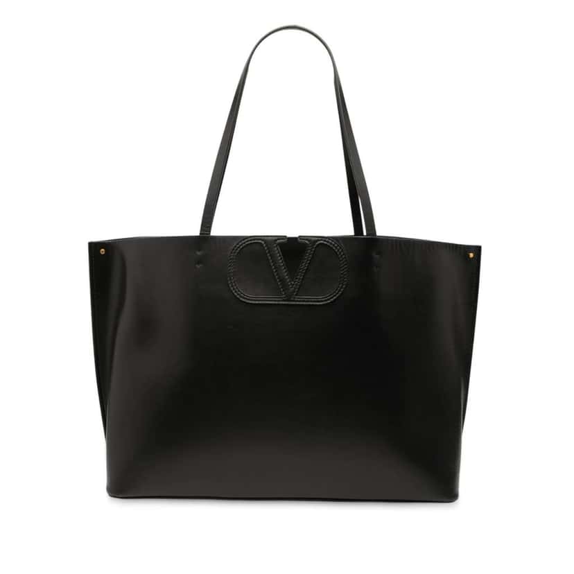 Valentino Leather Vlogo Fillme Tote Black Leather Good condition - Front View