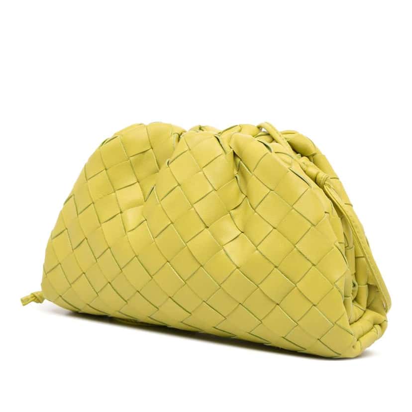 Bottega Veneta Nappa Intrecciato The Mini Pouch Crossbody Green Leather Good condition - Back View