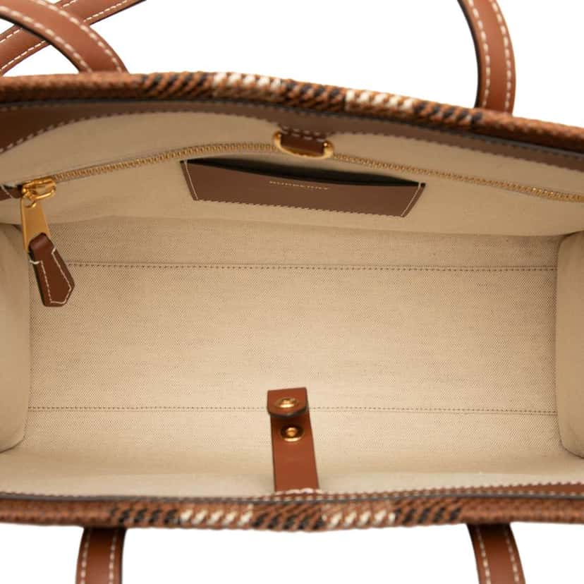 Burberry Small Mega Check Canvas Freya Tote Brown Canvas Good condition - Model View