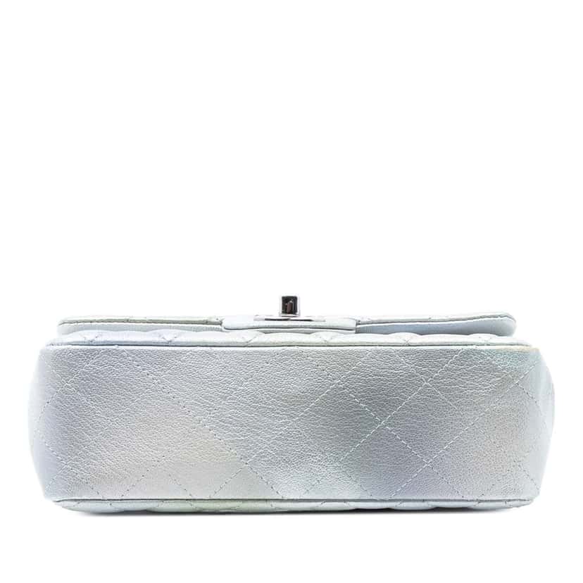 Chanel Mini Rectangular Classic Iridescent Lambskin Ombre Single Flap Silver Leather Good condition - Inside View