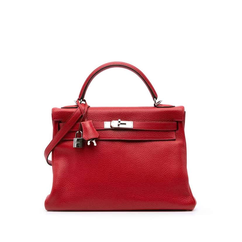 Hermès Clemence Kelly II Retourne 32 Red Leather Good condition - Front View