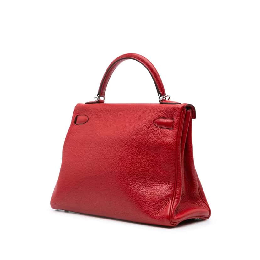 Hermès Clemence Kelly II Retourne 32 Red Leather Good condition - Back View