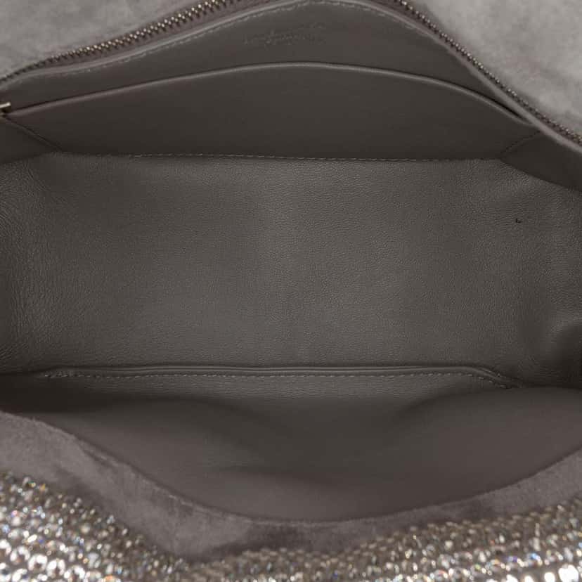 Balenciaga Small Rhinestone Embellished Calfskin Monaco Sling Shoulder Bag Silver Leather Good condition - Model View