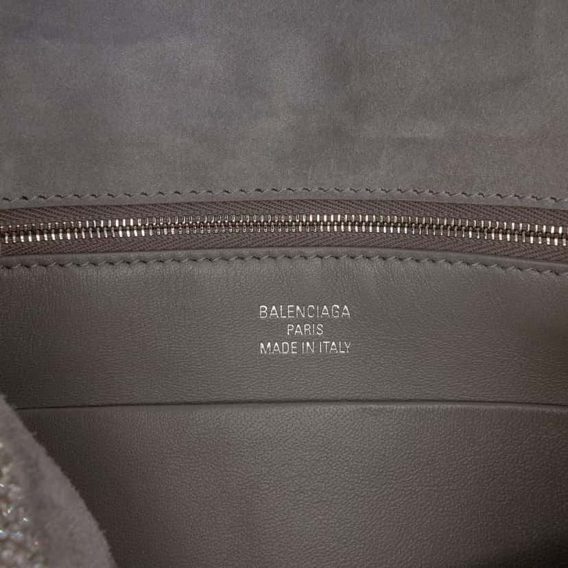 Balenciaga Small Rhinestone Embellished Calfskin Monaco Sling Shoulder Bag Silver Leather Good condition - Box View