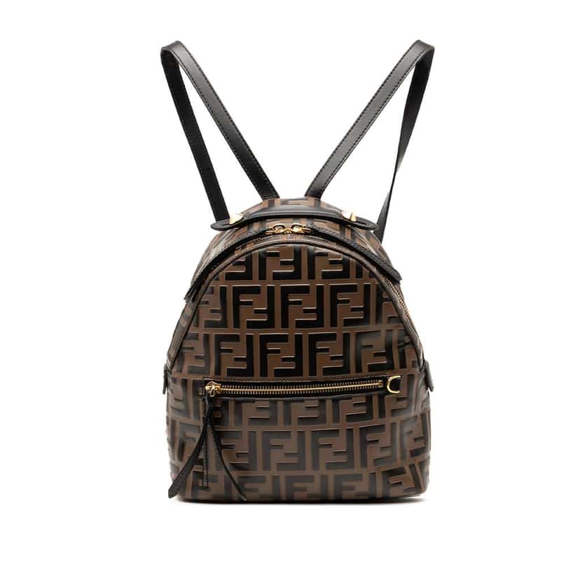 Fendi Mini Zucca Embossed Leather By The Way Backpack Brown Leather Good condition - Front View