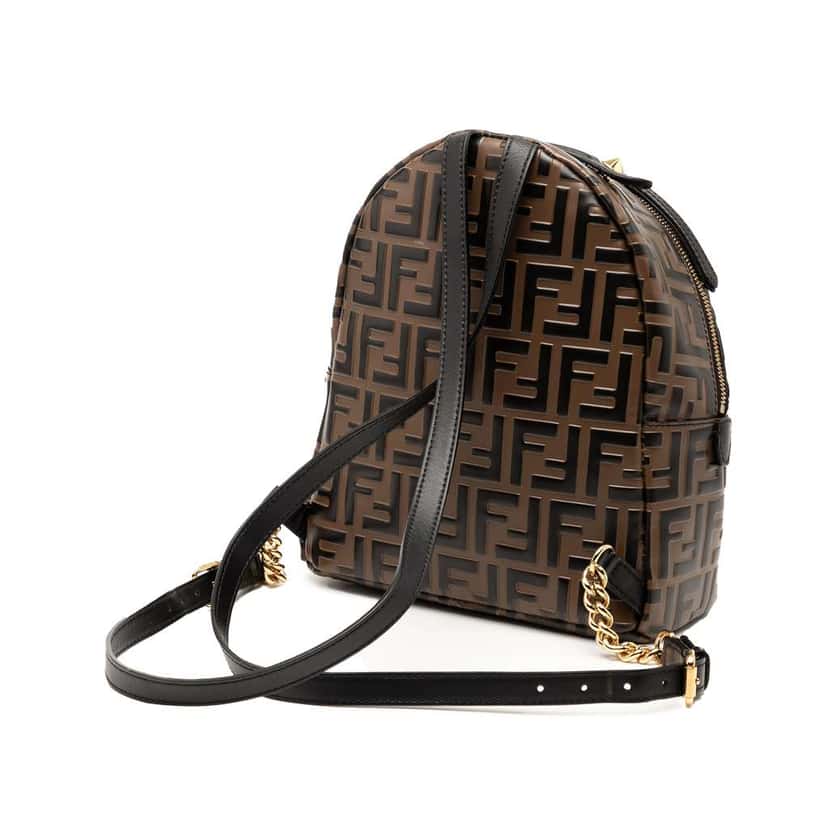 Fendi Mini Zucca Embossed Leather By The Way Backpack Brown Leather Good condition - Back View