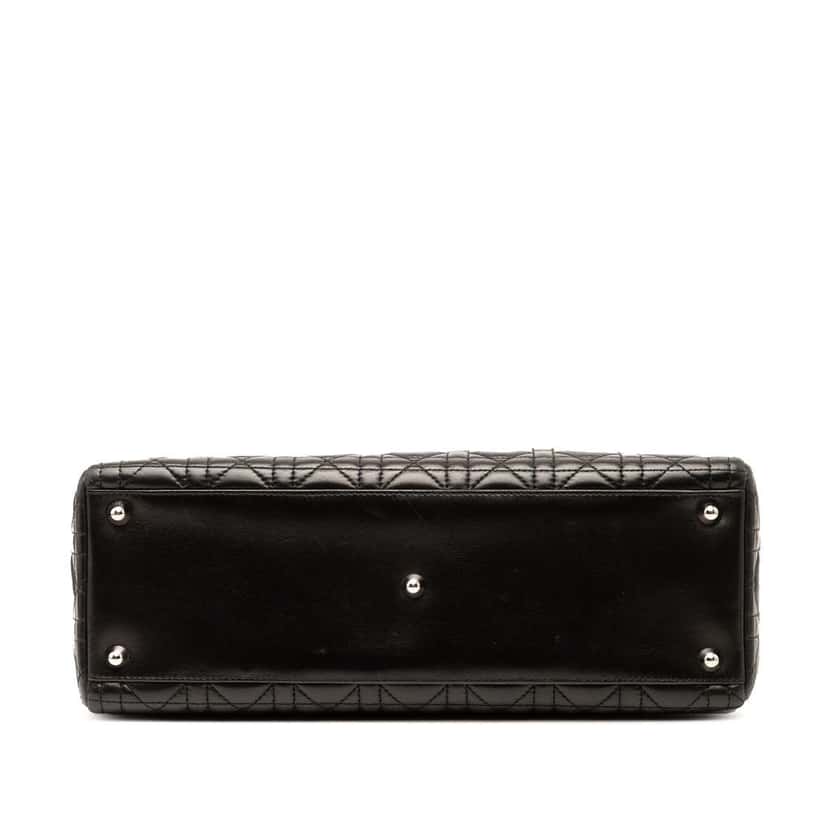 Dior Large Lambskin Cannage Lady Dior Black Leather Good condition - Inside View