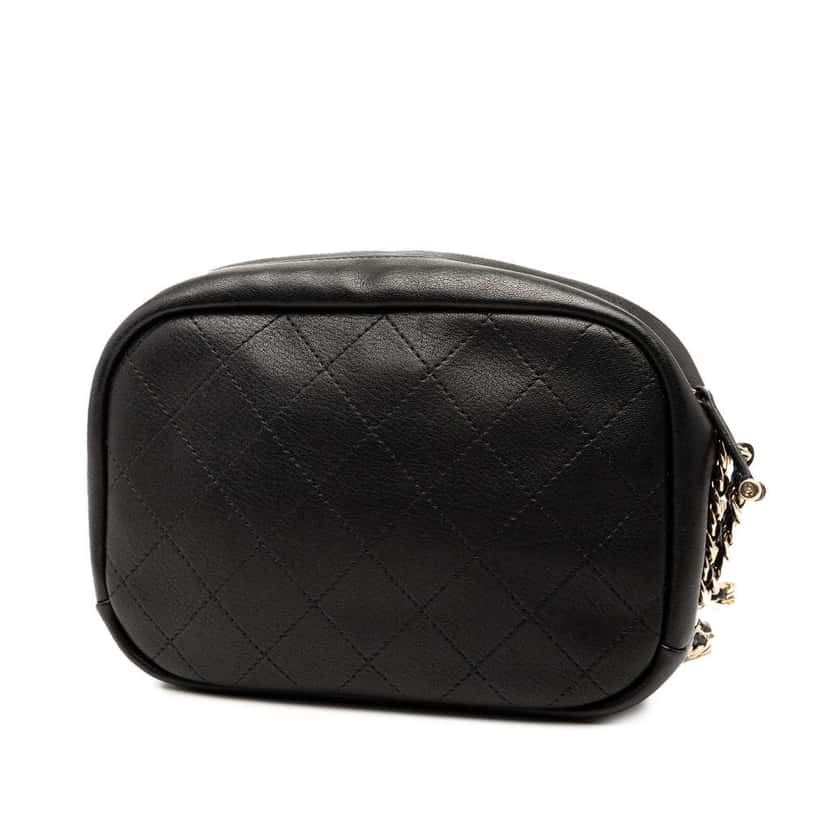 Chanel Medium Quilted Goatskin Casual Trip Camera Bag Black Leather Good condition - Back View