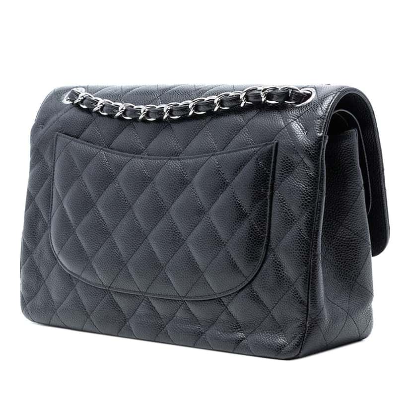Chanel Jumbo Classic Caviar Double Flap Black Leather Good condition - Back View