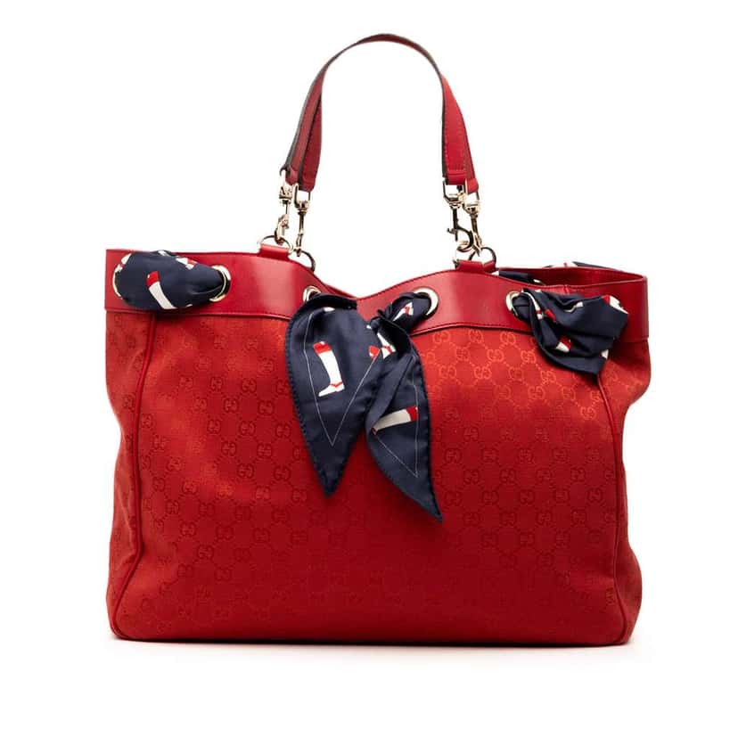Gucci Large GG Canvas Positano Tote Red Canvas Good condition - Front View