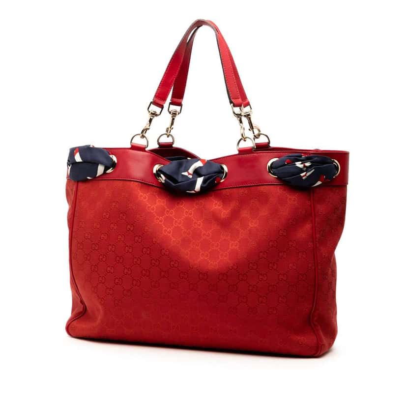 Gucci Large GG Canvas Positano Tote Red Canvas Good condition - Back View