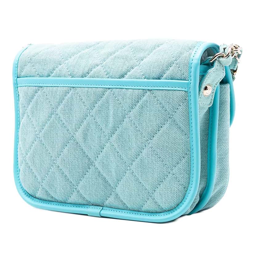 Chanel Small CC Quilted Denim Messenger Flap Blue Denim Very good condition - Back View